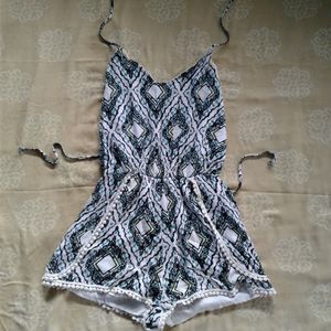 FREE WITH PURCHASE festival summer geometric romper tassles open back